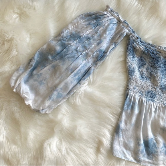 AMERICAN EAGLE OUTFITTERS Size S Smocked Off-Shoulder Tie Dye Long Sleeve Shirt - Picture 5 of 9